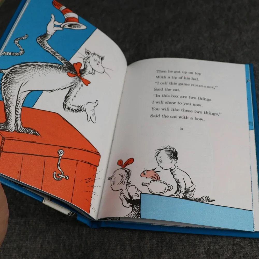 VTG The Cat In The Hat Dr. Seuss Blue HC Beginner Books Kids Illustrated USA